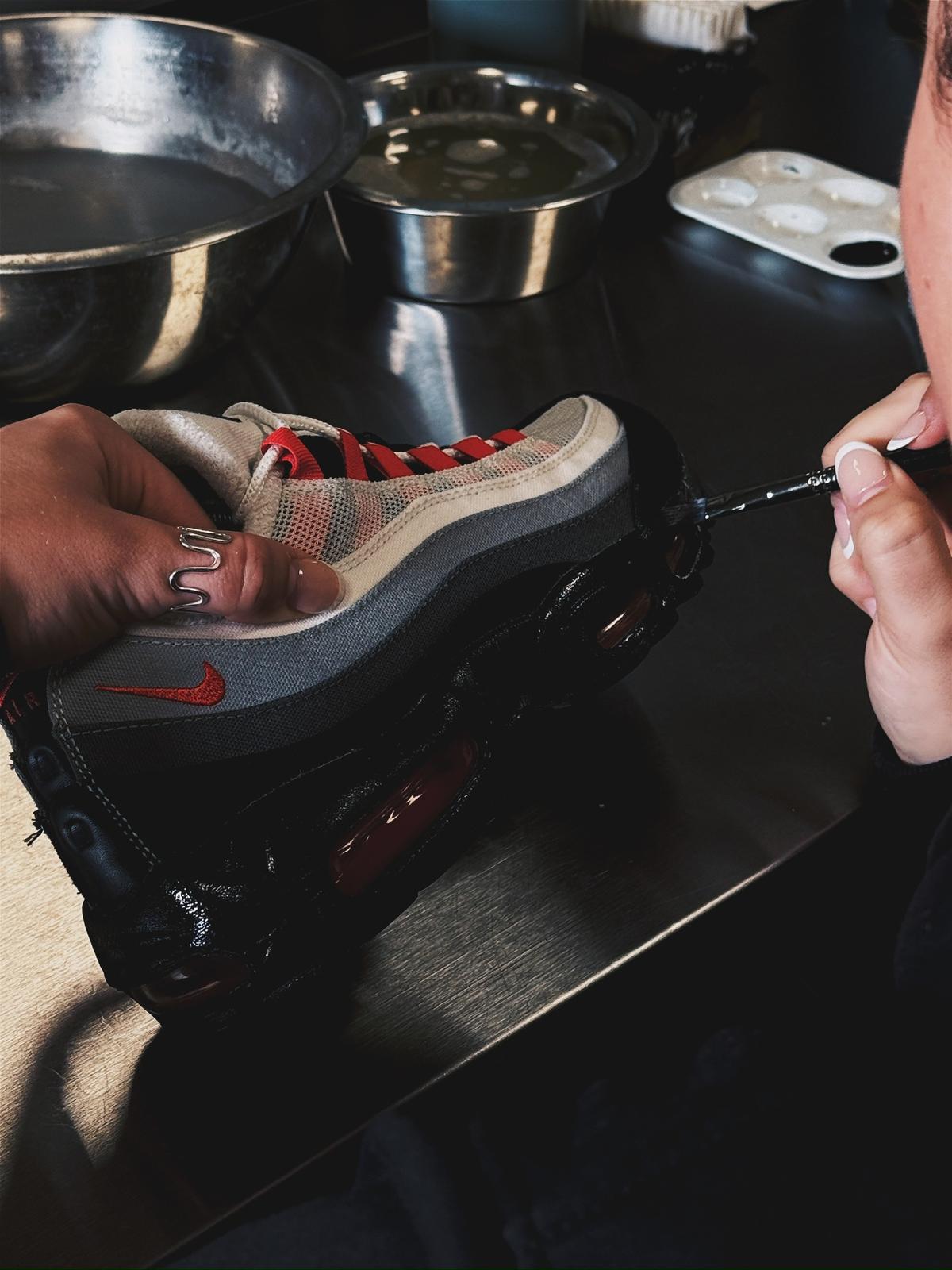 Box Fresh Glasgow footwear restoration specialist at work